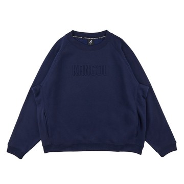 KANGOL 長袖 大學T 深藍 立體字 口袋T 中性 6355102280