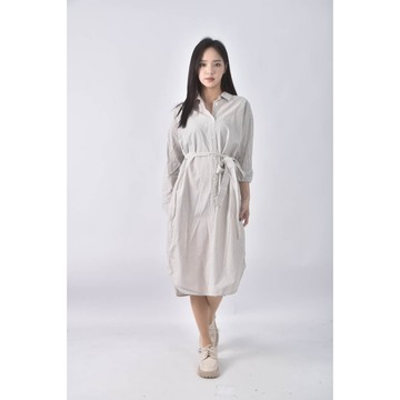 (L) lativ直條紋棕色洋裝二手衣