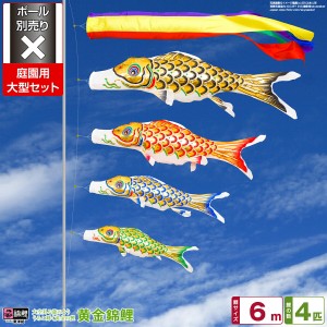庭園用 こいのぼり 錦鯉 黄金錦鯉 6m 7点セット 庭園 大型セット 