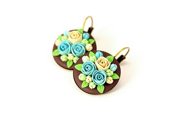 帶小花的垂墜耳環 手工時尚耳環 送給女性的禮物