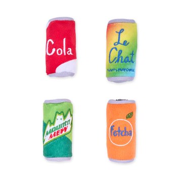 ZippyPaws 歡樂時光瓶-4瓶汽水(貓玩具 貓草玩具 紓壓玩具 貓薄荷 寵物玩具)
