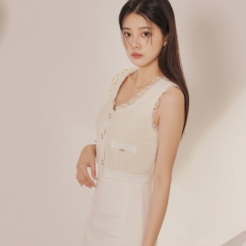 小香織紋背心外套-杏【KT28753】