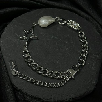 ☆LimeLight☆ 十字星 巴洛克 珍珠 星星 水滴 液態 飾品 鈦鋼 手鍊 男生手鍊 女生手鍊 ACC-C100