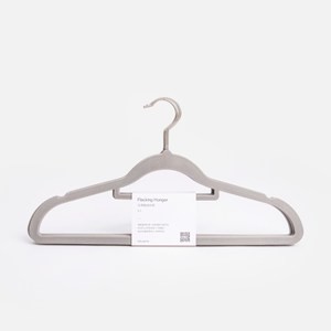 肩帶型防滑植絨衣架x5入 深灰