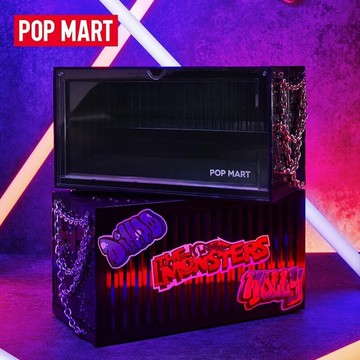 ART泡泡瑪特 POP集裝箱手辦發光展示盒鏈條娃娃收納展示架