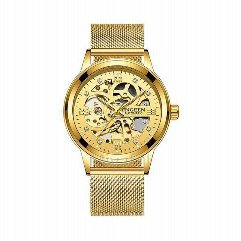 メンズ腕時計 安い 機械式 おすすめ Fngeen スケルトン メッシュ メッシュ ゴールド 通販 Lineポイント最大0 5 Get Lineショッピング