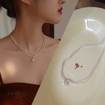 【Gulicc】古莉可 項鍊 愛慕 雙層珍珠吊墜項鍊