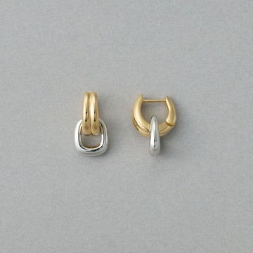 【ete】簡約雙色圓潤墜飾擁抱式耳環