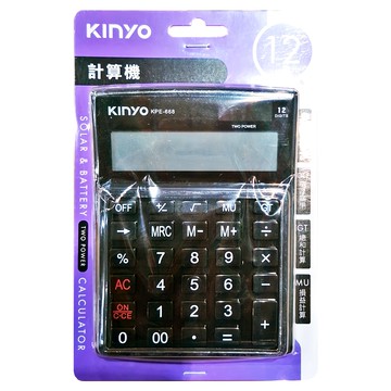 Kinyo 12位元計算機 KPE-668  黑色  1個