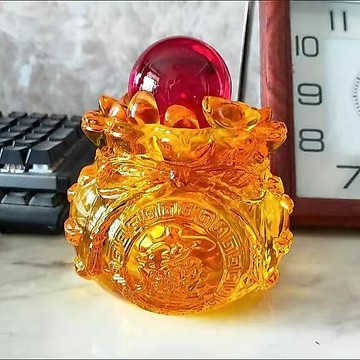 🙏🏻紫南宮 開光加持🔥招財水晶黃水晶琉璃聚寶盆家居聚財元寶小擺件客廳開業辦公室禮品
