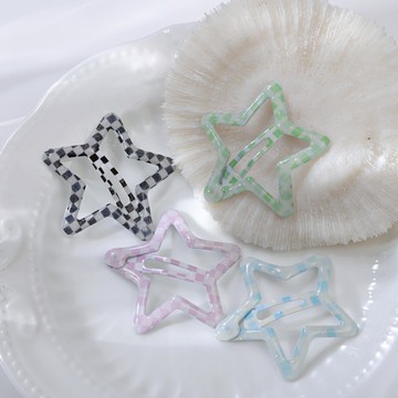 KALAIFU格紋BB夾2入-星星-多款任選