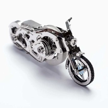 高階金屬自走模型 - 亮鉻飛輪摩托車 Chrome Rider