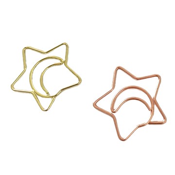 JDS 星星月亮型迴紋針 尺寸3x2cm 金屬材質 顏色混合  30個  1組