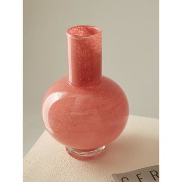 吉維尼北歐簡約粉色玻璃花瓶客廳餐桌高級感插花器現代輕奢擺件