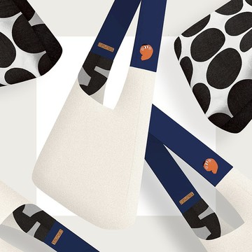 【 出遊必備 x 雙面可用 】粉刺 x 手感夾心帆布包－oreo牛奶夾心