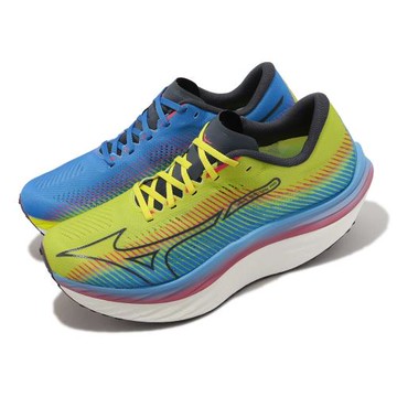 Mizuno 競速跑鞋 Wave Rebellion Pro 男鞋 黃 藍 輕量 碳板 波浪片 運動鞋 美津濃 J1GC2317-51