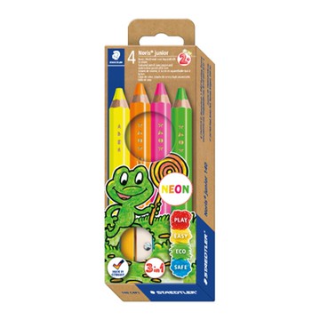 STAEDTLER施德樓 3合1彩色蠟鉛筆-霓虹色4色組