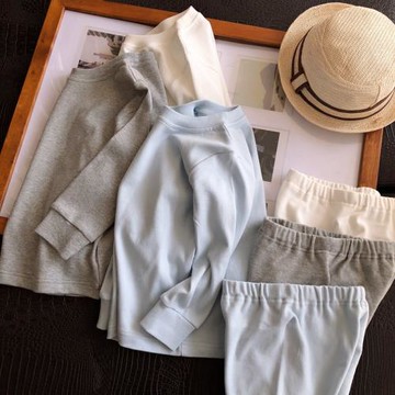 wu印風系~男童家居服套裝秋款中大童休閑兒童裝純色保暖圓領內衣