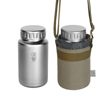 Keith 鈦單層寬口鈦水壺 900ml / Ti3035.寬口鈦杯 無螺紋鈦壺 旅遊隨身瓶 廣口隨行杯 附防撞攜行袋