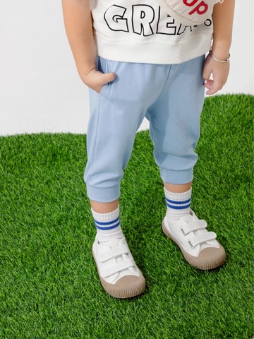 快乾糖果色口袋鬆緊腰頭縮口七分褲