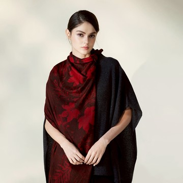 free.草木移印染羊絨披巾-典雅系列(8色)