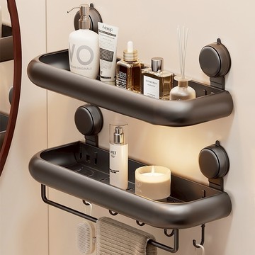 韻潔雅 吸盤 免打孔浴室置物架 浴室收纳架壁掛置物架 轉角置物架  三角架 馬桶壁挂置物架 衛浴收納