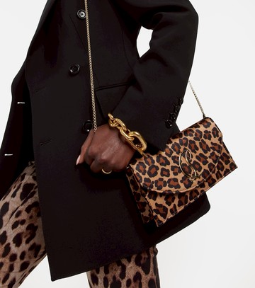 Christian Louboutin Loubi54 leopard-print satin clutch