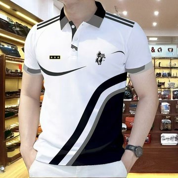 新品【夏季】大碼105公斤薄款POLO衫男士休閑印花翻領POLO爆款時尚舒適潮流百搭夏季上衣短袖