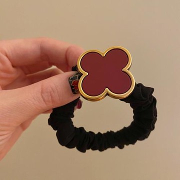 精致高級感四葉草頭繩2023年新款韓國丸子頭發圈扎頭發皮筋女馬尾