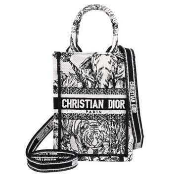 Christian Dior Book Tote 刺繡帆布迷你兩用紙袋包(黑)
