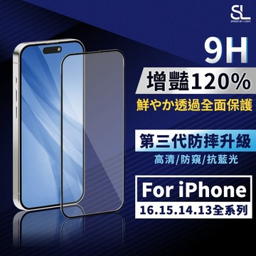 SL光速增豔透光9H滿版玻璃保護貼 iPhone 16 15 14 13 Pro Max 高清 防窺 抗藍光 霧面鋼化膜