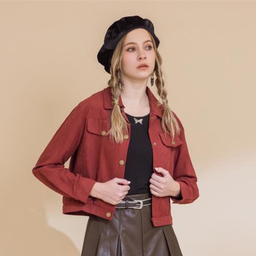 【YUTZUYA 優姿雅】二件組．針織條紋細肩背心+仿麂皮騎士薄外套