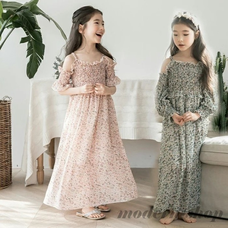 花柄 ワンピース キッズ 子供服 女の子 マキシワンピース マキシ丈 ノースリーブ プリーツ 夏 リゾートワンピース 小花柄 肩出し ロング ジュニア 通学 通園 通販 Lineポイント最大0 5 Get Lineショッピング