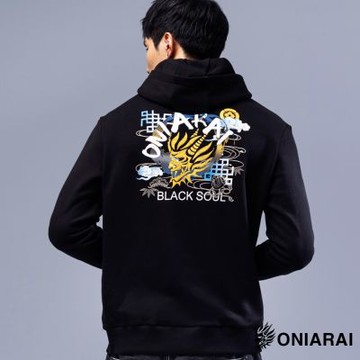 鬼洗 BLUE WAY – 經典日式元素鬼頭連帽長TEE(黑)