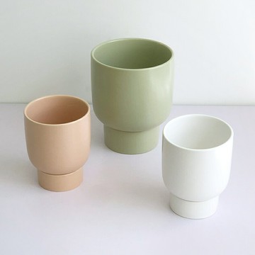 含運 落地花盆花器 陶瓷白色花盆北歐簡約家用桌面裝飾創意個性帶托盤綠蘿蝴蝶蘭花盆