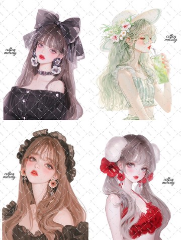 【新品】cotton melody / elegant flower / compact set / 20 款各 3 枚 / 人物貼紙 原創貼紙