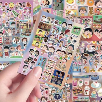 🌷櫻桃小丸子周邊🌷張櫻桃小丸子切膜貼紙 日系少女心治癒裝飾 牆面打包素材防水貼畫 動漫周邊 驚喜禮物