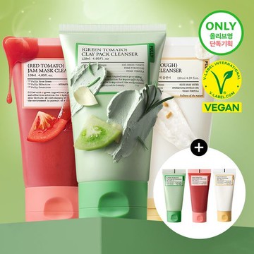 fully Pack Cleanser 120ml+30ml Set - Green Tomato/ Red Tomato/ Rice Dough