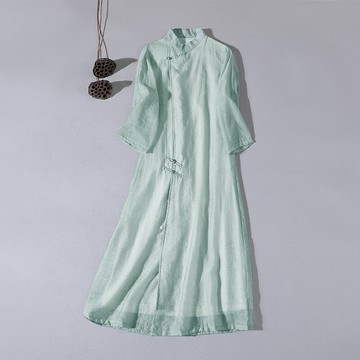 奧黛旗袍年輕款改良超仙中國風禪意文藝茶服女夏禪服仙氣連衣裙