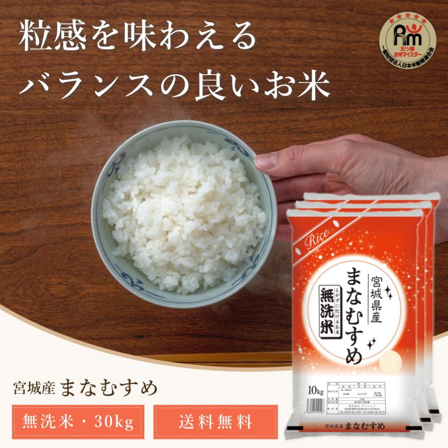 無洗米 新米 30kg 令和5年 宮城県産 まなむすめ 送料無料 10kg×3袋