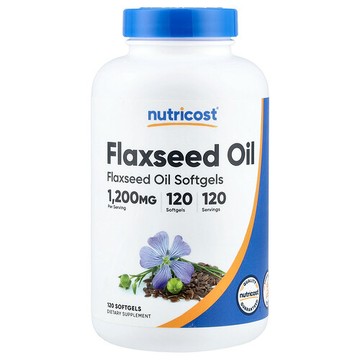 Nutricost, 亞麻籽油，1,200 毫克，120 粒軟凝膠