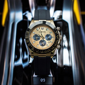 【GEYA格雅】超跑賽車系列 G78125GKYK 三眼 錶蓋鏤空 寶石軸承 日期 夜光 矽膠 機械 手錶