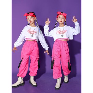 六一女童爵士舞演出服女孩幼兒露臍jazz嘻哈街舞表演潮裝模特走秀