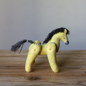 立體手縫偶擺飾 / 灰黃大馬 #58