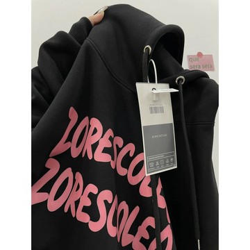 M-3XL 大尺碼連帽衣 甜酷粉黑配色穿搭高級字母連帽衛衣加絨薄款中長款寬鬆百搭女新款