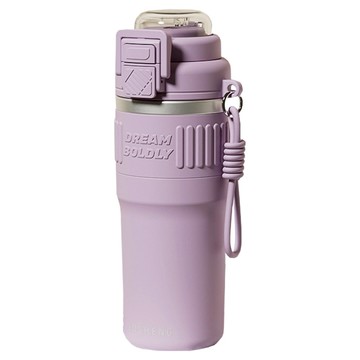 不鏽鋼提繩雙飲保溫杯  1個  紫色  540ml