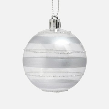 克萊歐圓形吊飾6cm 條紋銀