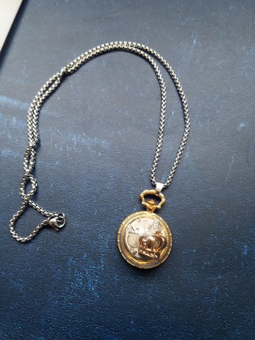 金色機芯玻璃球項鍊復古吊墜掛件潮人配飾