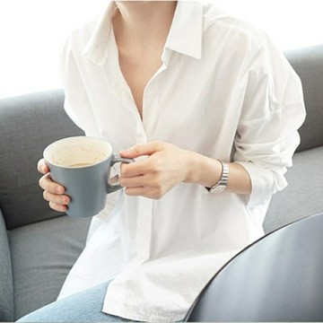 現貨+預購 襯衫長袖上衣-寬鬆休閒簡約百搭女裝74ke50【獨家進口】【米蘭精品】