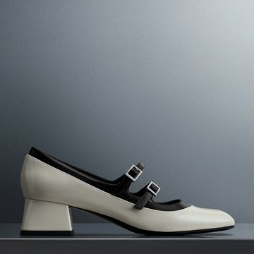 雙帶瑪莉珍粗跟鞋